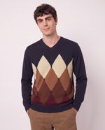 Pullover a rombi in puro cotone