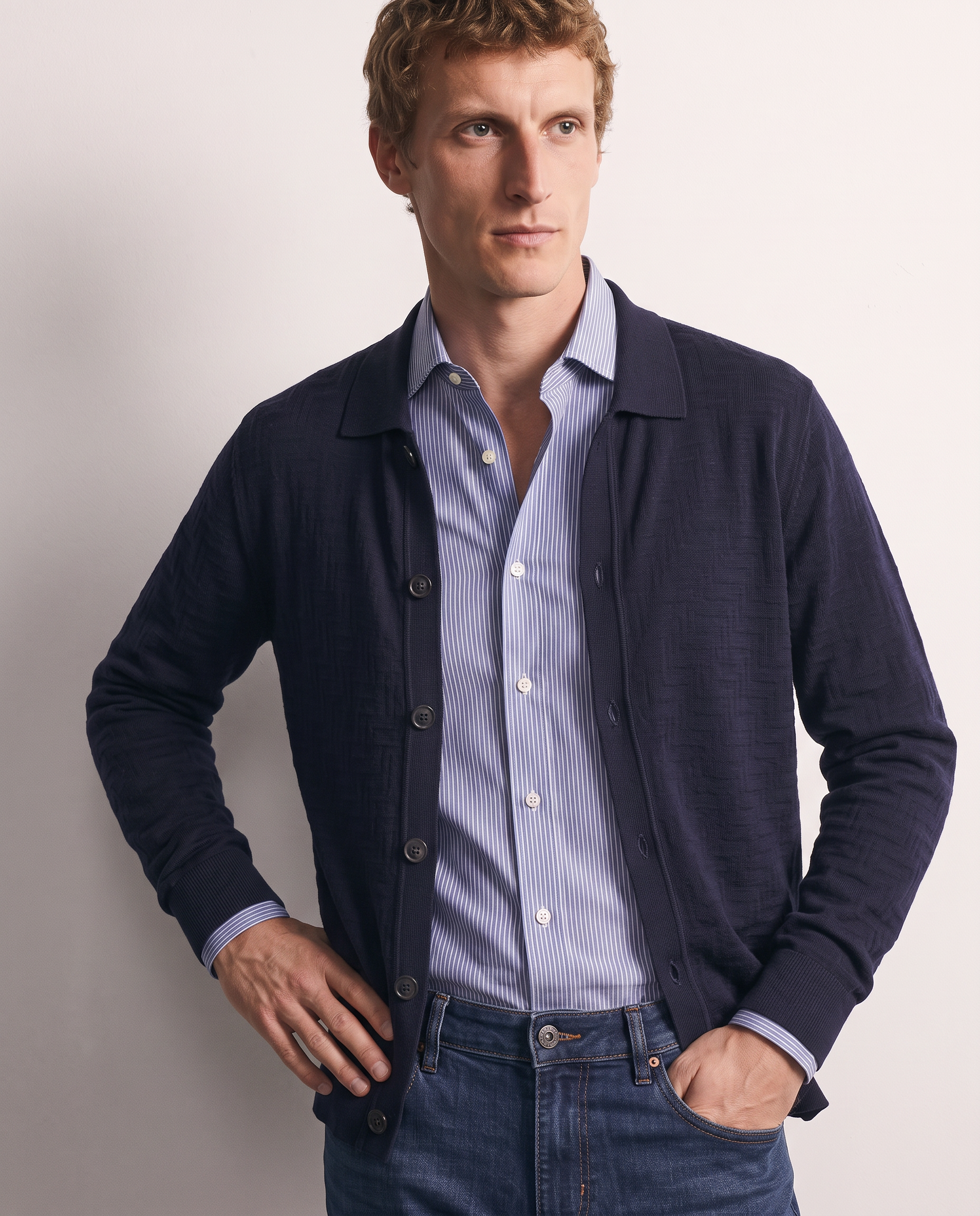 Cardigan con collo a camicia