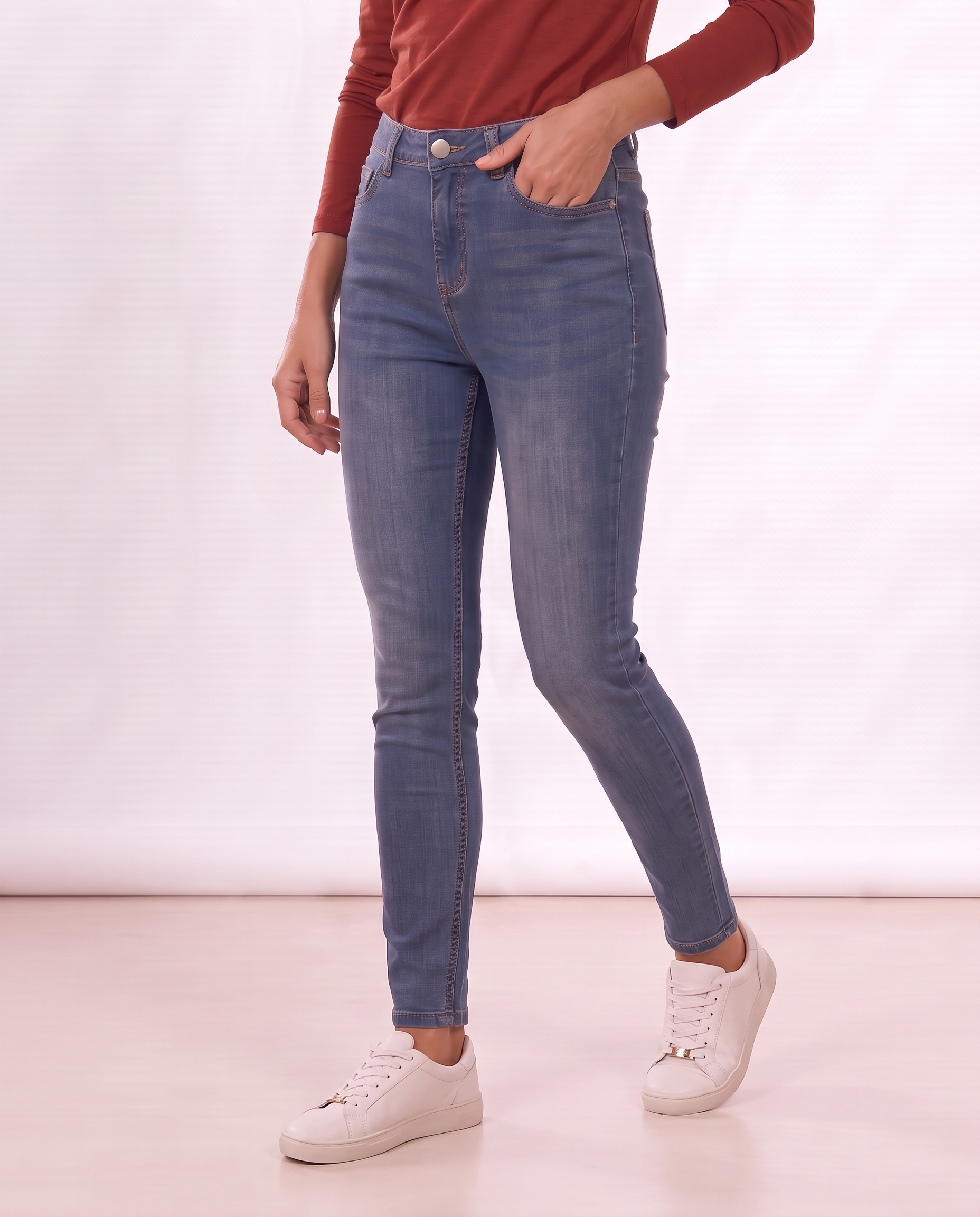 Jeans skinny a vita alta