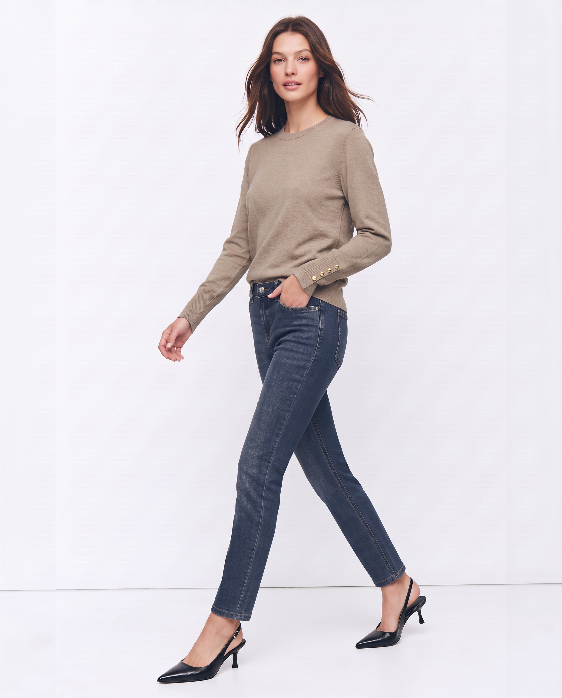 Jeans slim fit a vita media
