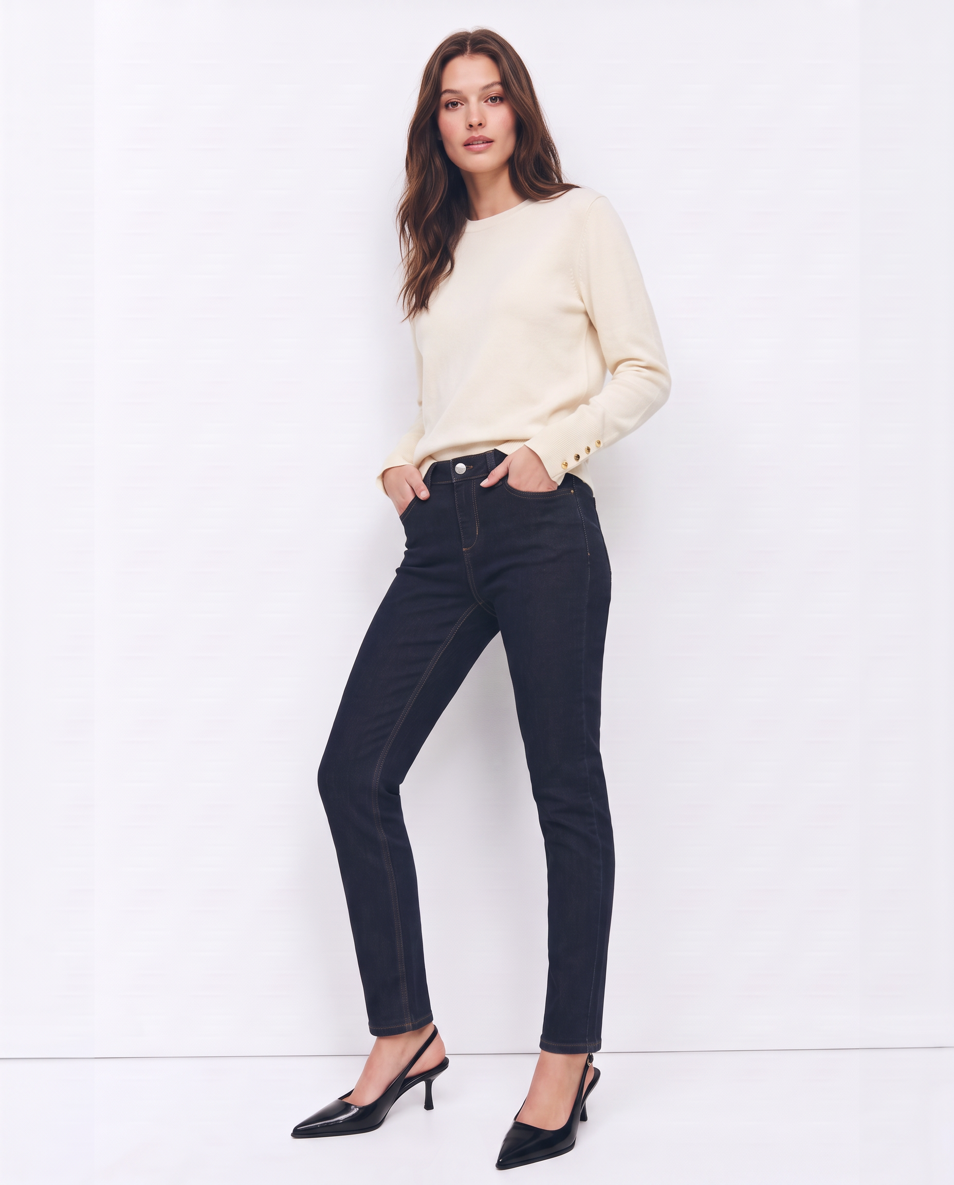 Jeans slim fit a vita media