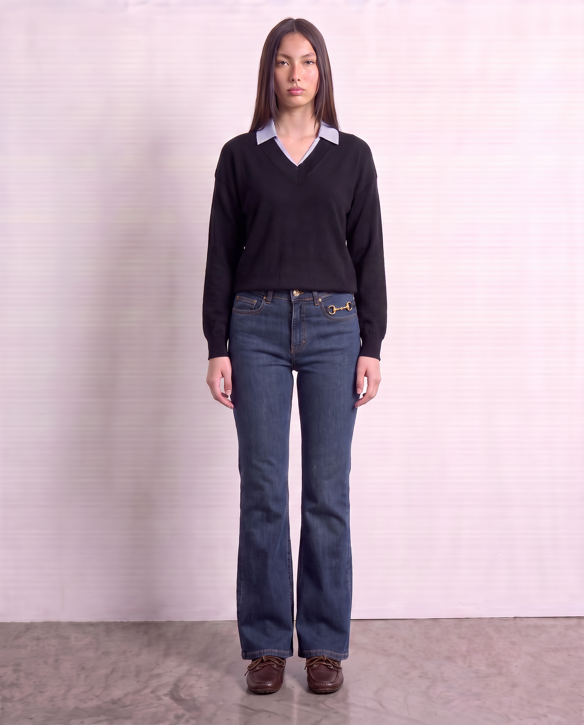 Jeans flare a gamba larga