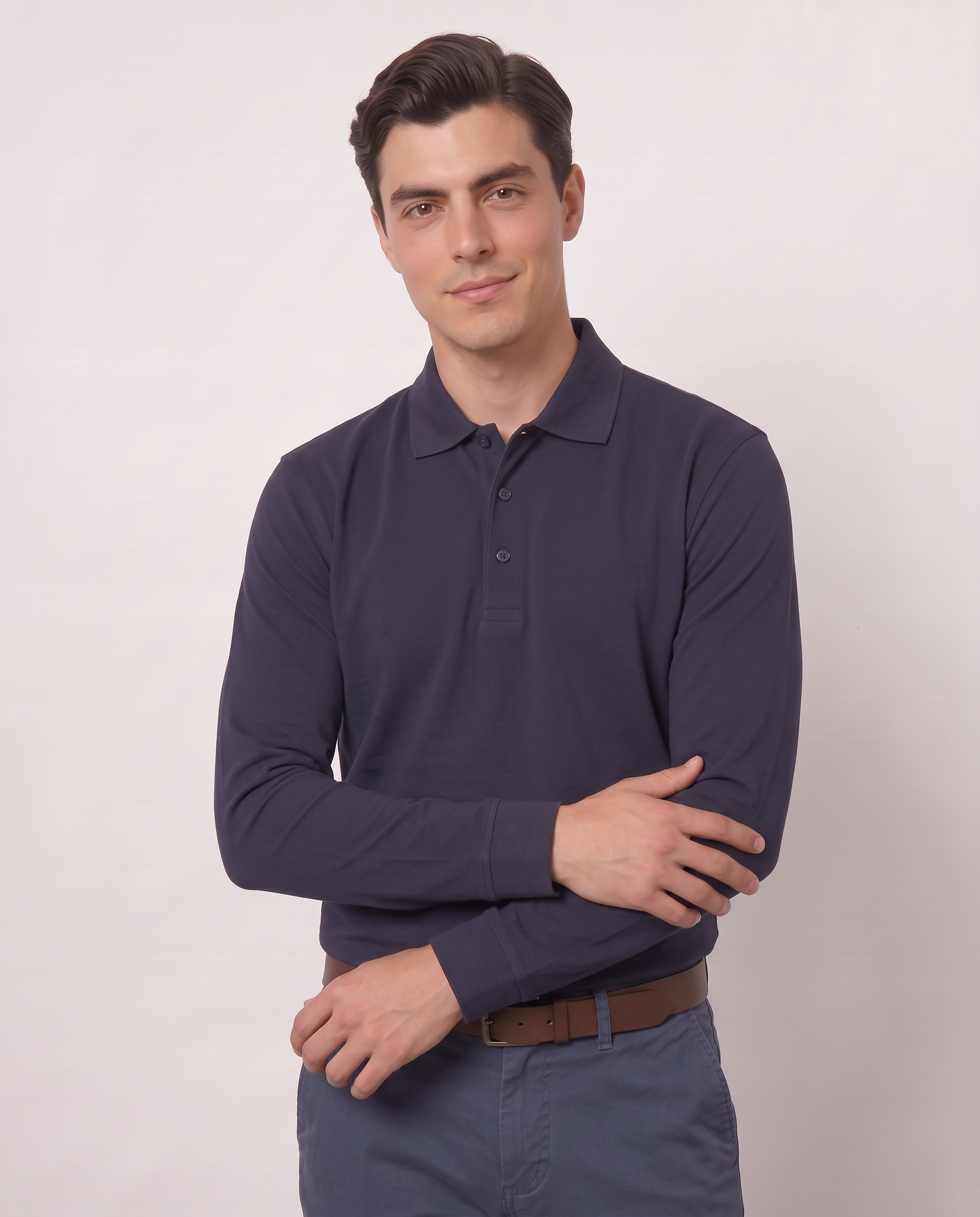 Polo in puro cotone maniche lunghe