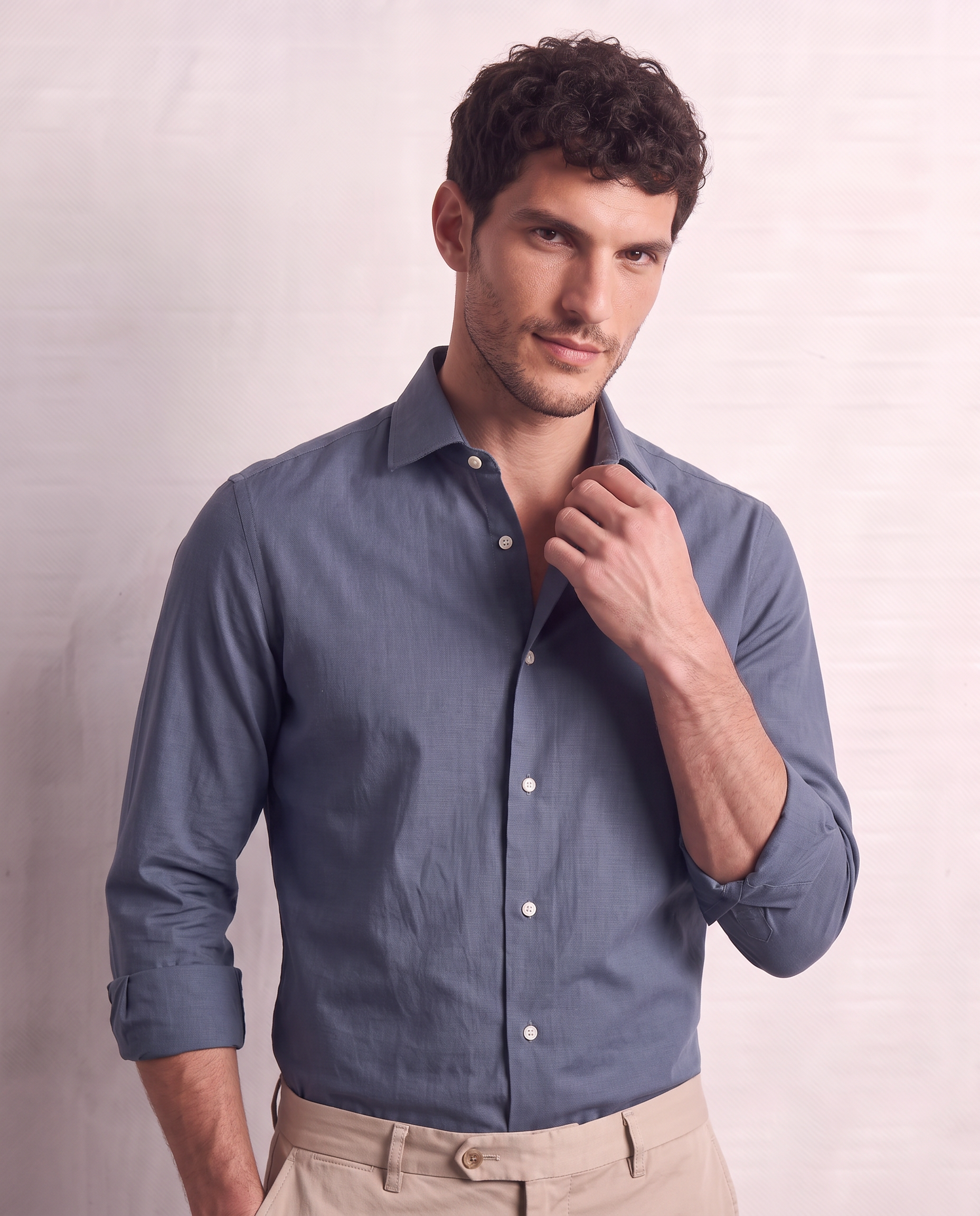 Camicia aderente in tessuto