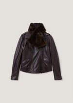 Giacca in pelle con pelliccia sintetica