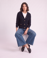 Cardigan a coste con collo a scialle