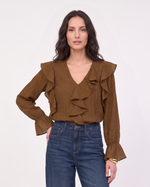 Blusa con scollo a V e ruches