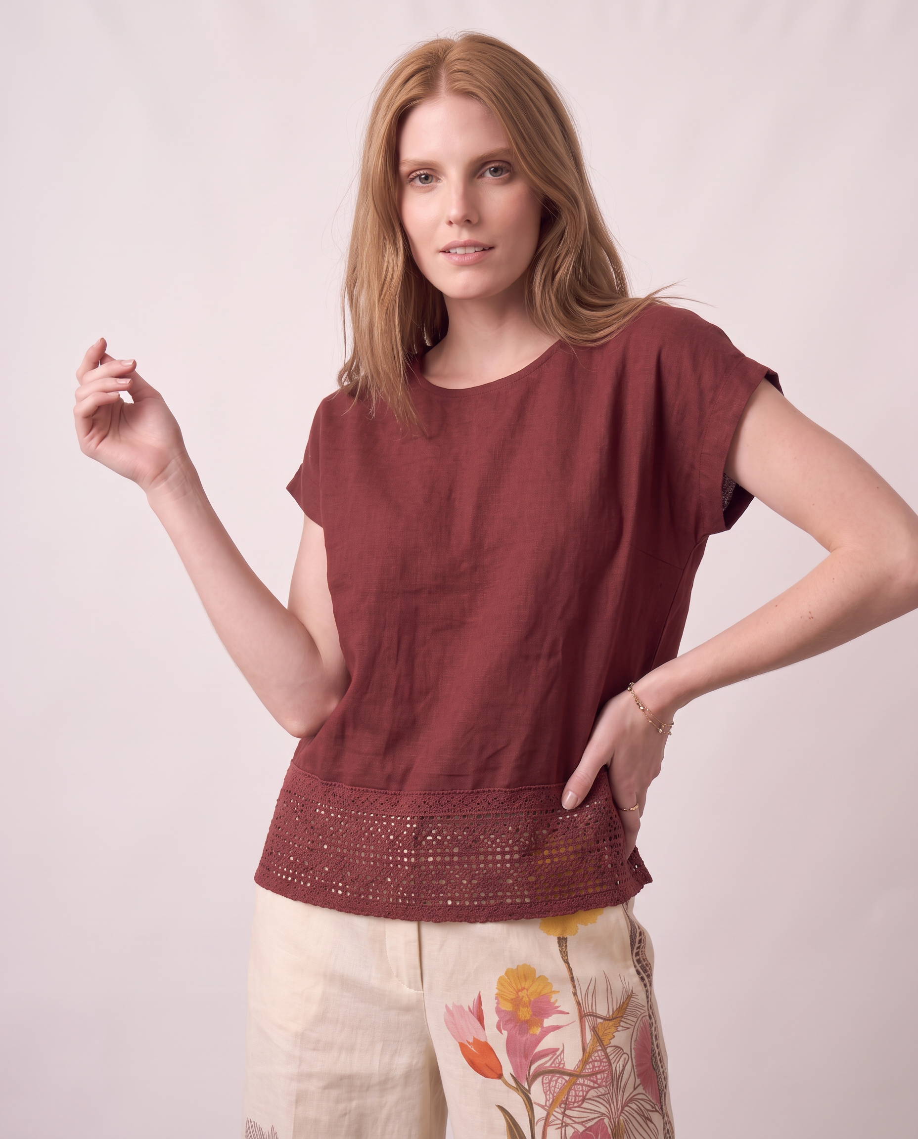 Blusa in lino maniche a kimono