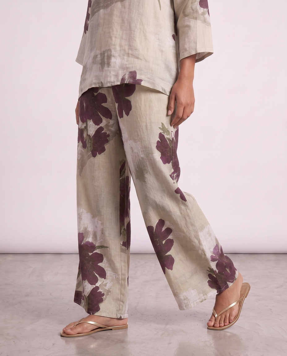 Pantaloni in lino stampato