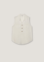 Blusa in misto lino con colletto polo