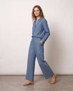Pantaloni ampi in chambray