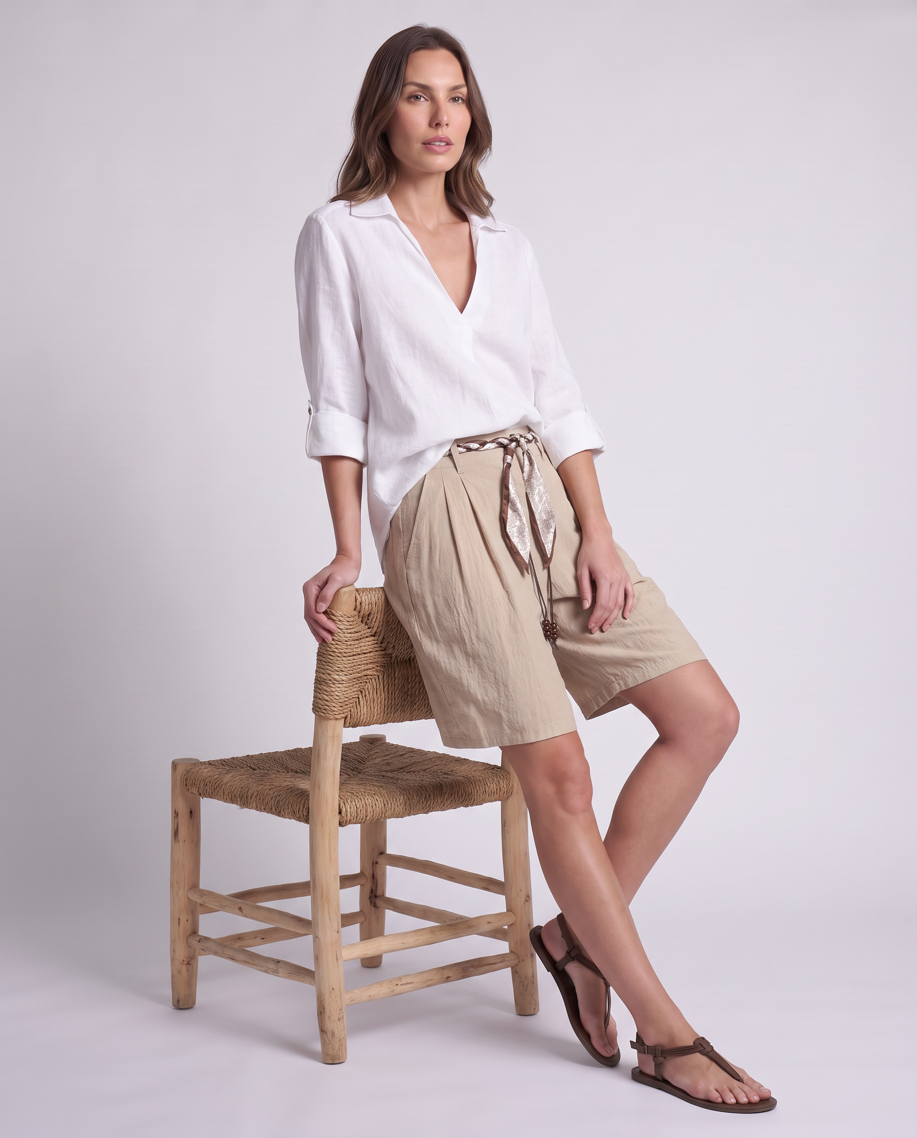 Bermuda con cintura foulard