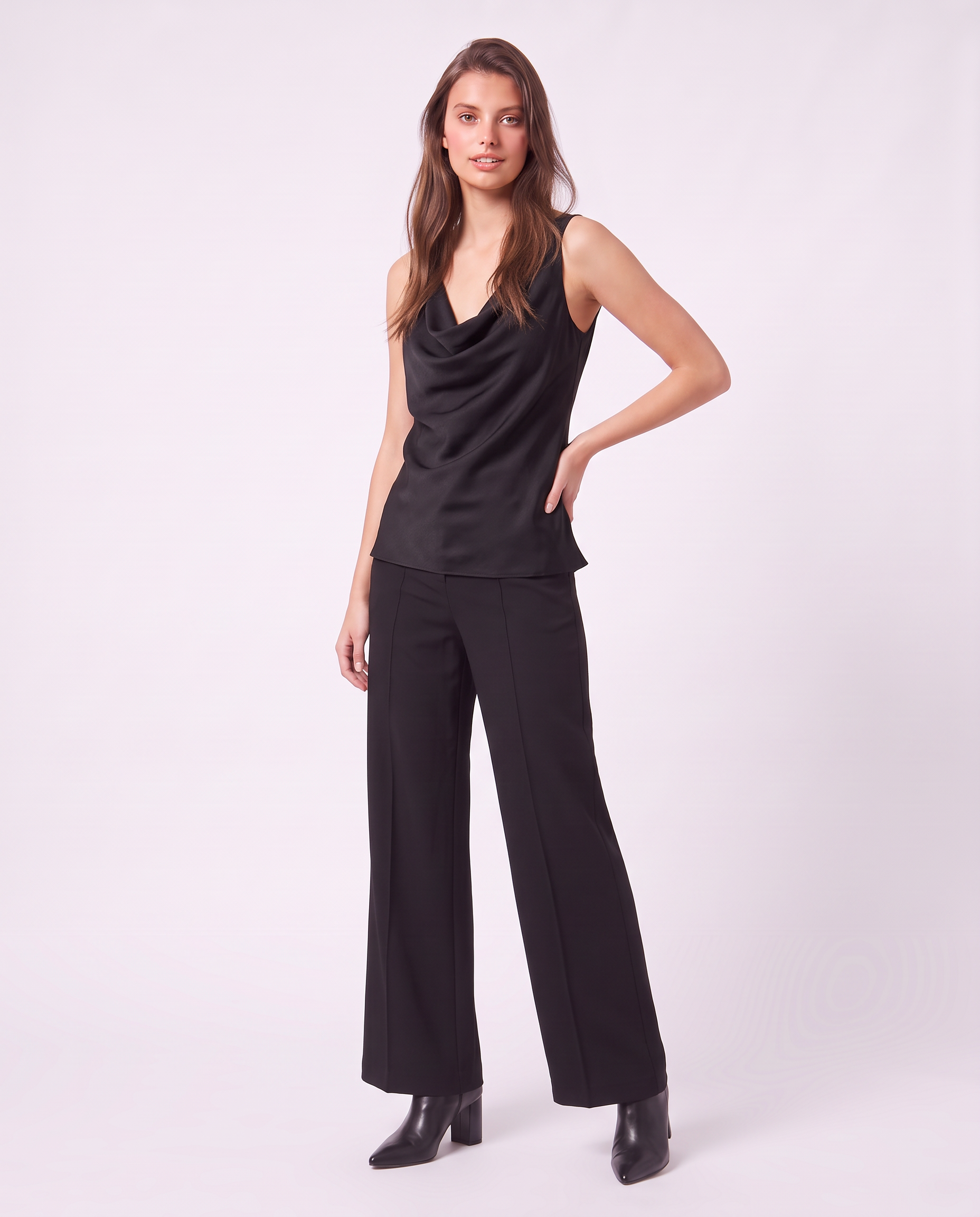 Top in raso con scollo drappeggiato
