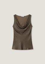 Top in raso con scollo drappeggiato