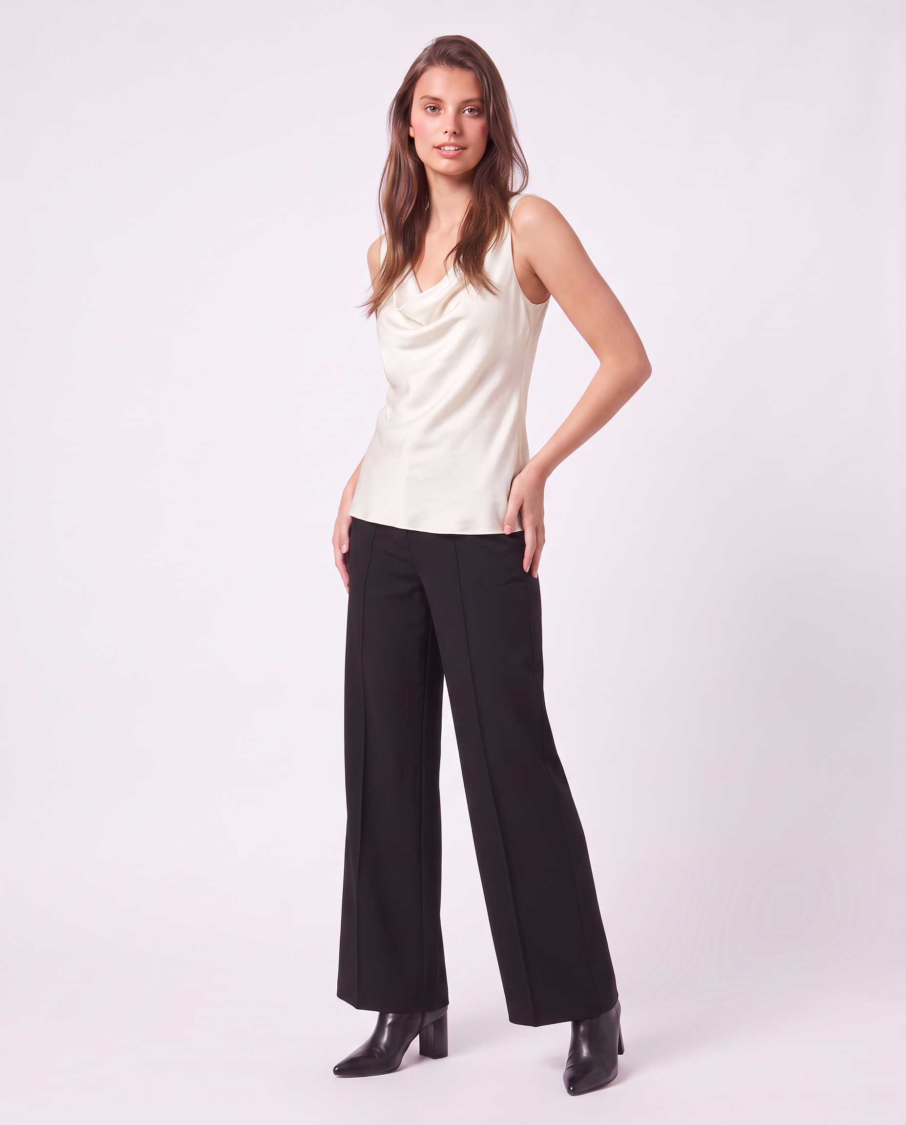 Top in raso con scollo drappeggiato