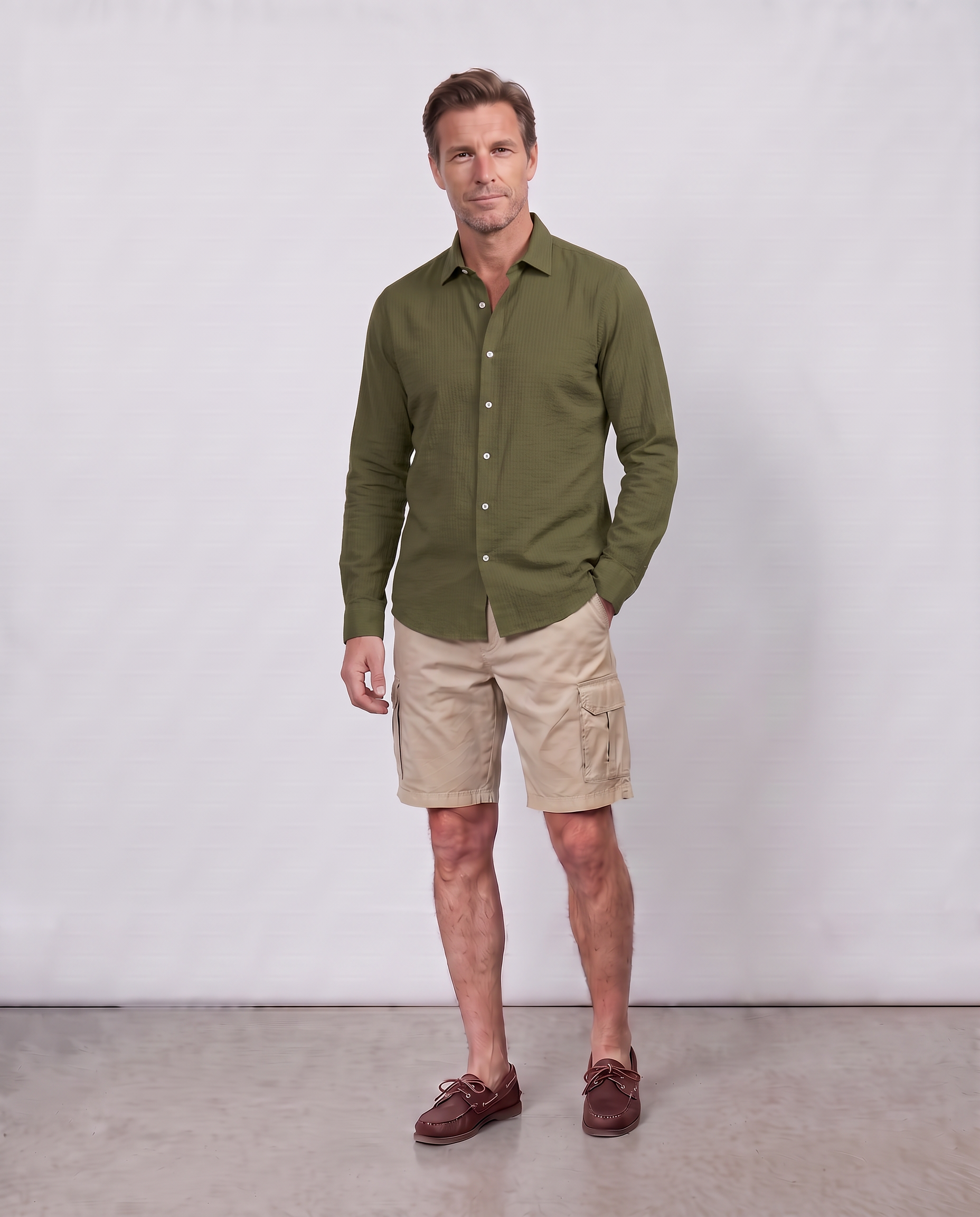 Camicia slim fit in misto lino
