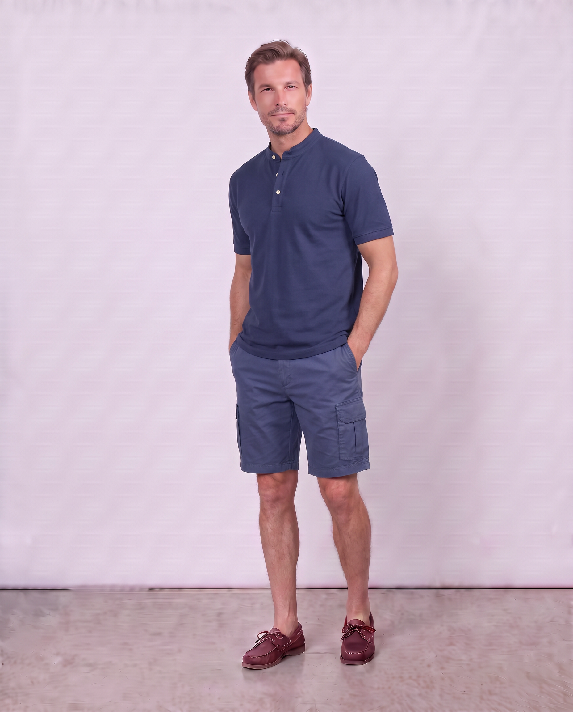 Polo in piquet collo alla coreana
