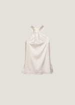 Top in raso con collo camicia