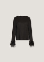 Pullover con piume ai polsi