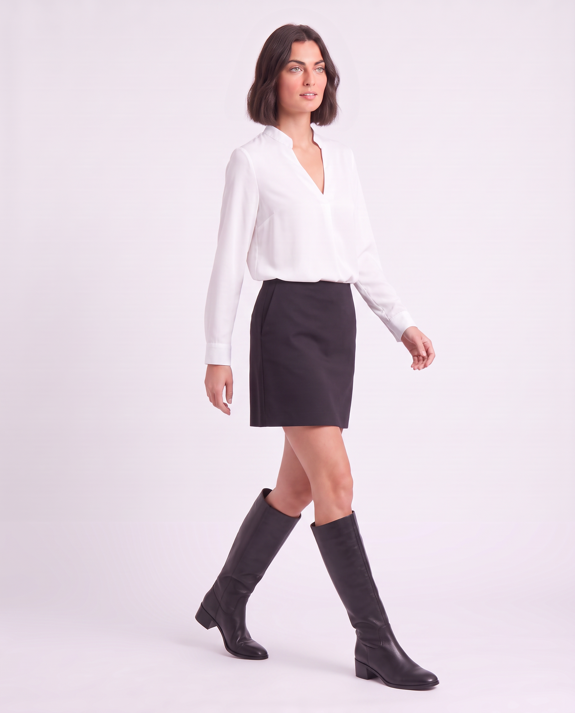 Blusa con scollo a V e maniche lunghe