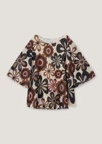 Blusa in crêpe con motivo floreale